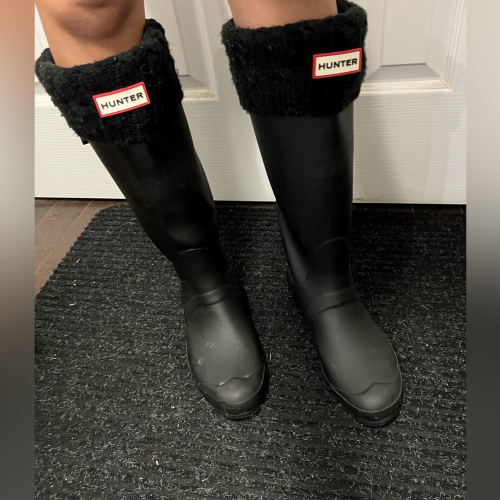 Hunter Women's Black Fleece-Lined Rain Boots